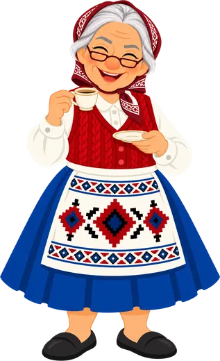 Baka holding a cup of coffee